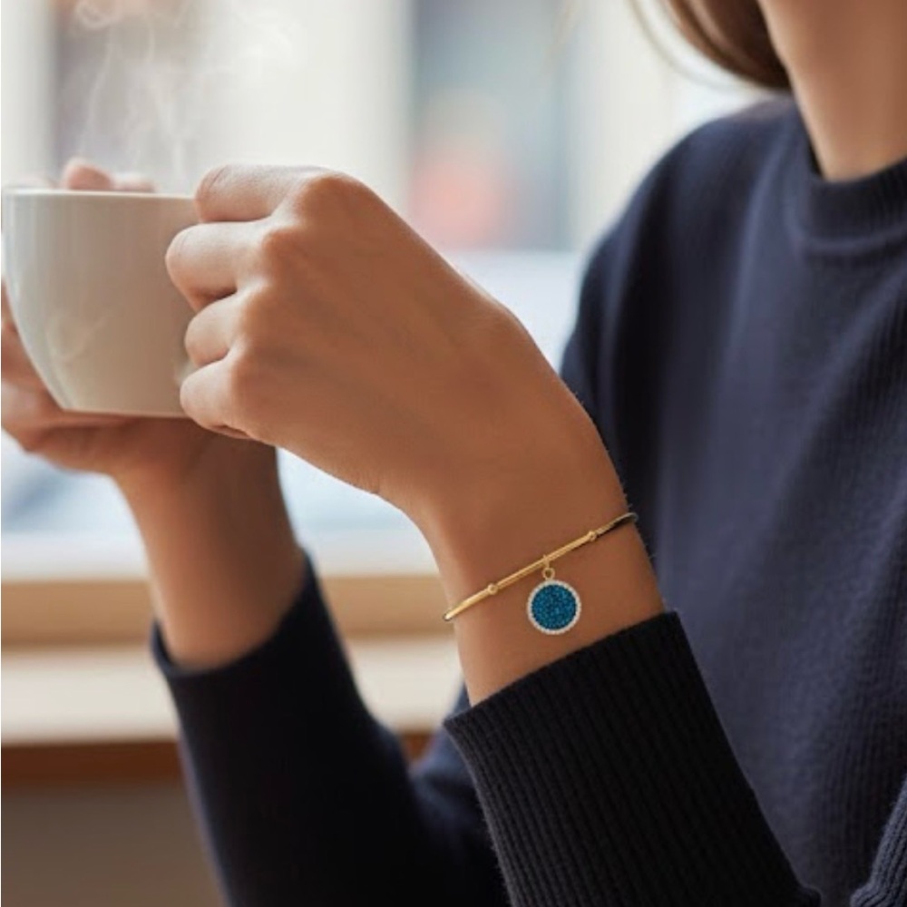 Kate Spade New York Women's All That Glitters Druzy Cuff Bracelet - Blue - Rare - Picture 3 of 11